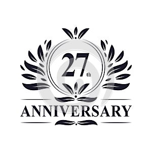 27th Anniversary celebration, luxurious 27 years Anniversary logo design photo