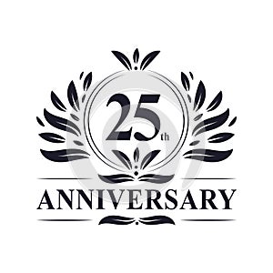 25th Anniversary celebration, luxurious 25 years Anniversary logo design. photo