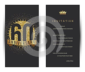 60th anniversary decorated greeting card template.