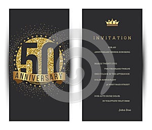 50th anniversary decorated greeting card template. photo