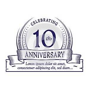10th anniversary design template. 10 years logo. Ten years vector and illustration.