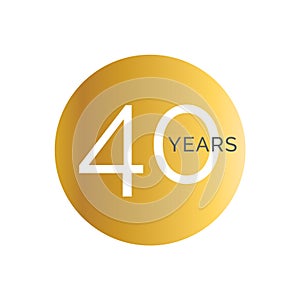 40th Anniversary gold banner template, fortieth jubilee labels, business birthday logo, vector illustration
