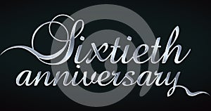 60th Anniversary Isolated Silver Lettering on Transparent Background photo