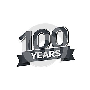 100th anniversary retro stamp icon badge invitation. Anniversary 100 sealbackground happy label logo.