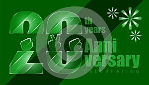 20th anniversay. luxury character inside with elements of hand and threee firework. vector illustration eps10 photo