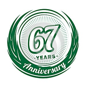 67 years anniversary. Elegant anniversary design. 67th logo.