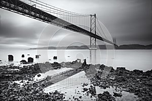 The 25th of April (25 de Abril) suspension bridge over Tagus river in Lisbon