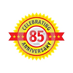 85th birthday badge logo design.  Eighty five years anniversary banner emblem. Abstract geometric poster. photo