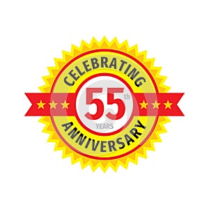 55th birthday badge logo design.  Fifty five anniversary banner emblem. Abstract geometric poster. photo