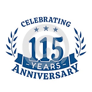115 years anniversary celebration logotype. 115th anniversary logo. Vector and illustration.
