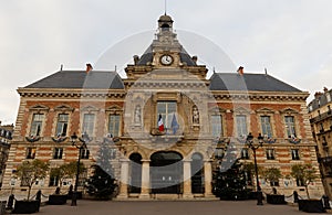 The 19th borough Town Hall of Paris decorated for Christmas 2021. Paris. France.