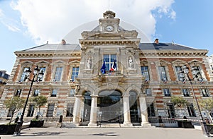 19th borough Town Hall located near the Buttes-Chaumont park, Paris, France.