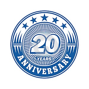 20 years anniversary celebration. 20th anniversary logo design. Twenty years logo.