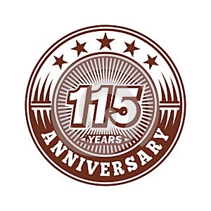 115 years anniversary celebration. 115th anniversary logo design. 115years logo.