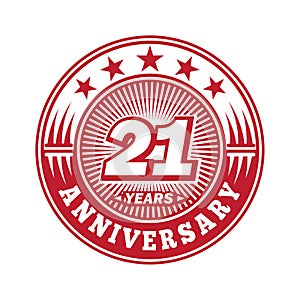 21 years anniversary celebration. 21st anniversary logo design. 21years logo.