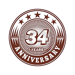 34 years anniversary celebration. 34th anniversary logo design. 34years logo.