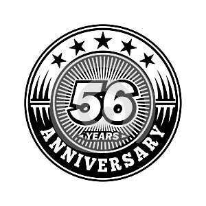 56 years anniversary celebration. 56th anniversary logo design. 56years logo.