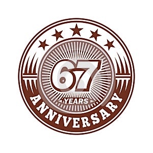 67 years anniversary celebration. 67th anniversary logo design. 67years logo. photo