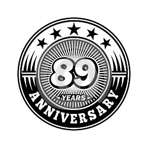 89 years anniversary celebration. 89th anniversary logo design. 89years logo.