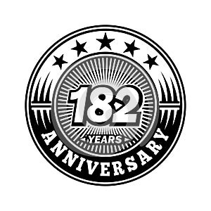 182 years anniversary celebration. 182nd anniversary logo design. 182years logo.