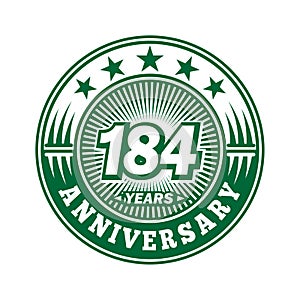184 years anniversary celebration. 184th anniversary logo design. 184years logo.
