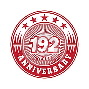 192 years anniversary celebration. 192nd anniversary logo design. 192years logo.
