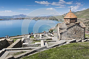 The 9th century Armenian monastery of Sevanavank at lake Sevan.