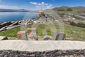 The 9th century Armenian monastery of Sevanavank at lake Sevan.