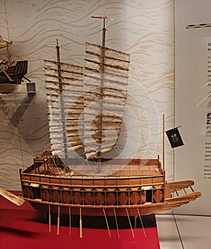 7th Century CE Antique Masoola Ship Scale Model Wooden Boat Trading Sailboat Junk Sail Transportation Vehicle