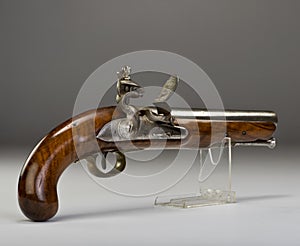 18th Century flintlock pistol.