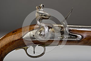 18th Century flintlock pistol. photo