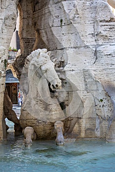 17th century Fountain of the Four Rivers located in Piazza Navona, Rome, Italy photo