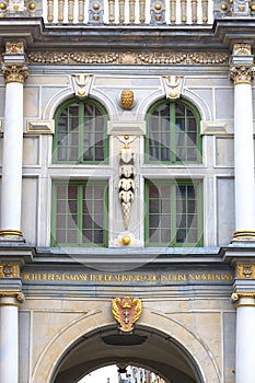 17th century Golden Gate Long Street Gate, decorative facade, Gdansk, Poland