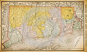 19th century map of Rhode island and Connecticut photo