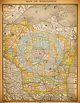 19th century map of Wisconsin photo