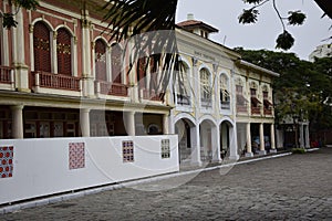 19th century reconstruction buildings elegant houses at Guayaquil Parque Historico, Ecuador photo