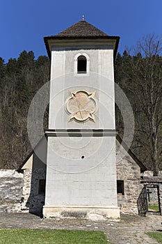 Red Monastery, bell tower with sundial, Slovakia