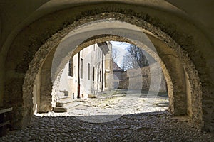 14th century Red Monastery, courtyard, surrounding wall , Slovakia