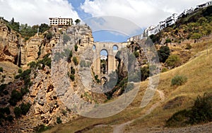 18th-century stone bridge, Puente Nuevo, over El Tajo Gorge, Ronda, Andalusia, Spain
