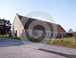 14th century stone tithe barn in Hartpury