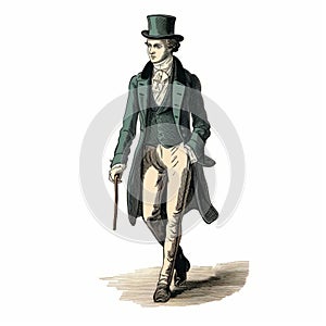  19 století styl móda ilustrace z muž v zelený 