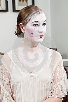 18th century theatrical make-up girl