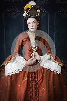 An 18th-Century woman wearing a robe a la Francaise photo