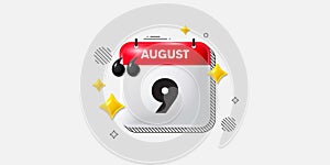 9th day of the month icon. Event schedule date. Calendar date of August 3d icon. Vector photo