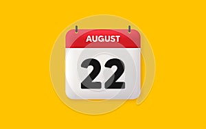 22th day of the month icon. Event schedule date. Calendar date 3d icon. Vector photo