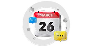 26th day of the month icon. Event schedule date. Calendar date of March 3d icon. Vector photo