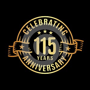 115 years anniversary celebration logotype. 115th years logo. Vector and illustration.