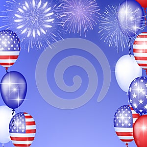 4th of July, American Independence Day celebration background with fire fireworks. Congratulations on Fourth of July.