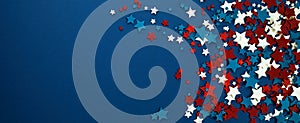  4de julio Americano independencia estrellas decoraciones sobre el azul.un piso colocar,