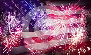  4de julio fuegos artificiales Mostrar a Estados Unidos de América bandera 